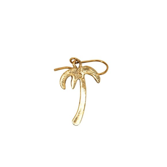 Saint Laurent Unisex Palm Tree Gold Brass Dangle Earring Hedi Slimane Boho Chic - Picture 3 of 7